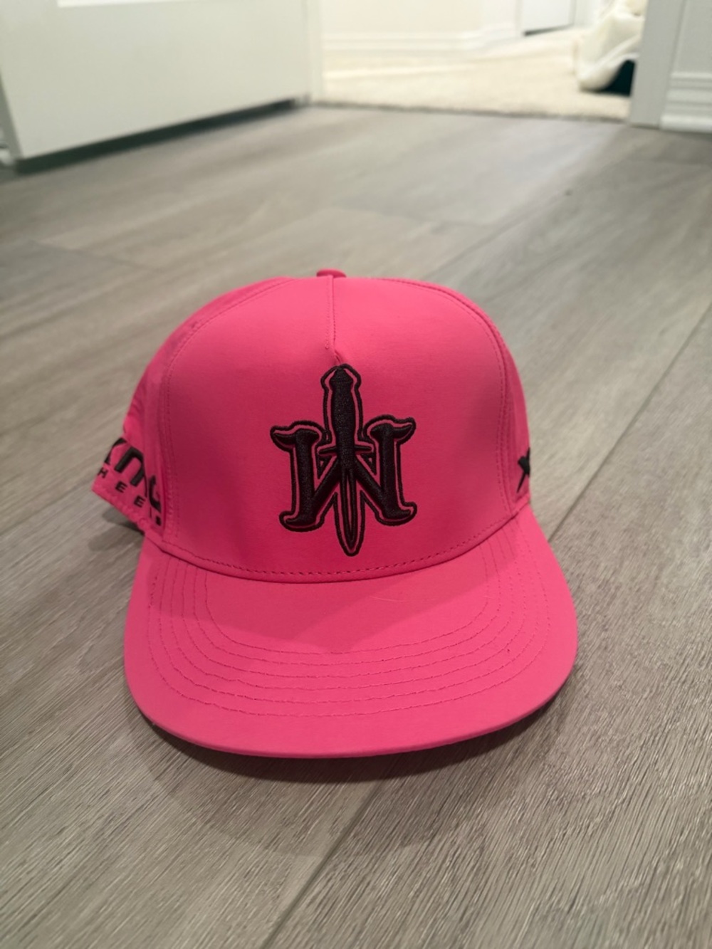 SHREDDY Pink Snapback Hat with Black Embroidered Logo